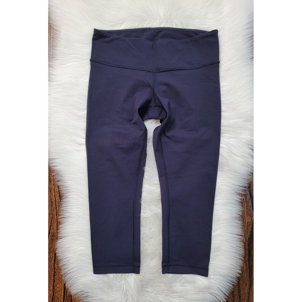 Lululemon Wunder Under Mid Rise‎ Crop Leggings Women's Size 8 Blue